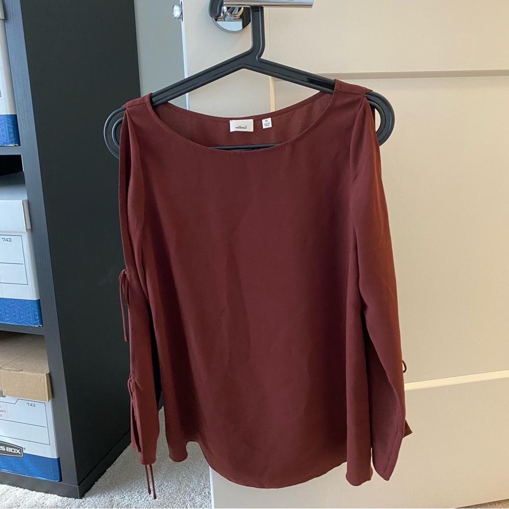 Wilfred maroon tie sleeve blouse